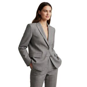 Anne Klein Gray, Beige, Black & Pink Plaid Pantsuit